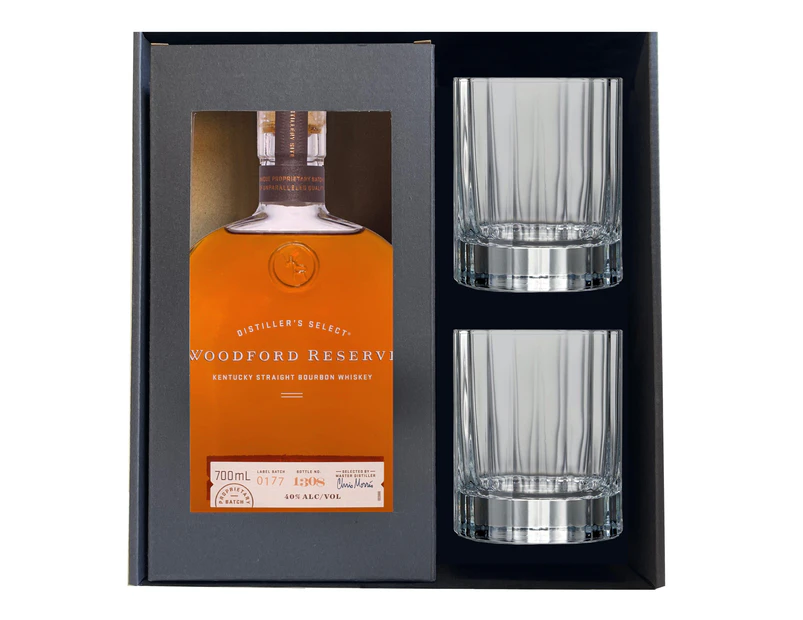 Woodford Reserve Bourbon and Crystal WhiskyGlass Set Gift Box 700ml 40% ABV