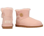 OZWEAR Connection Unisex Button Mini Ugg Boots - Pink