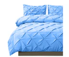 DreamZ Diamond Pintuck Duvet Cover and Pillow Case Set in UQ Size in Navy Colour - Sky blue
