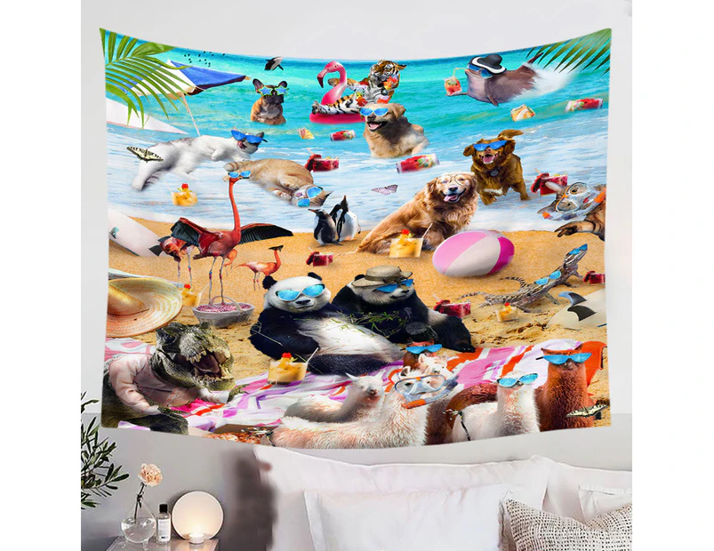 Cool and Funny Animals Beach Party Tapestry