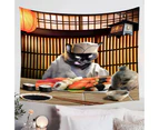 Awesome Cool Art Funny Japanese Sushi Chef Cat Tapestry