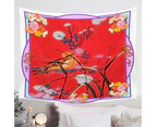 Asian Art Painting Bird on Red Tapestry