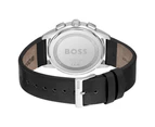 Hugo Boss Men's 43mm Dapper Leather Watch - Black/Silver