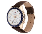 Tommy Hilfiger Brown Leather Silver White Dial Men's Multi-function Watch - 1791966