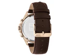 Tommy Hilfiger Brown Leather Silver White Dial Men's Multi-function Watch - 1791966