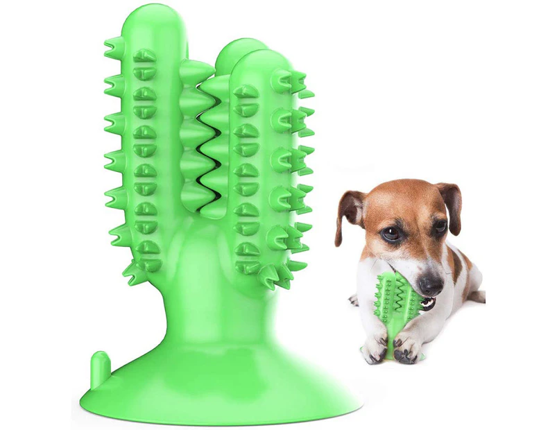 Miserwe Dog Toothbrush Cactus Chew Toys Dog Teeth Cleaning Stick-Green