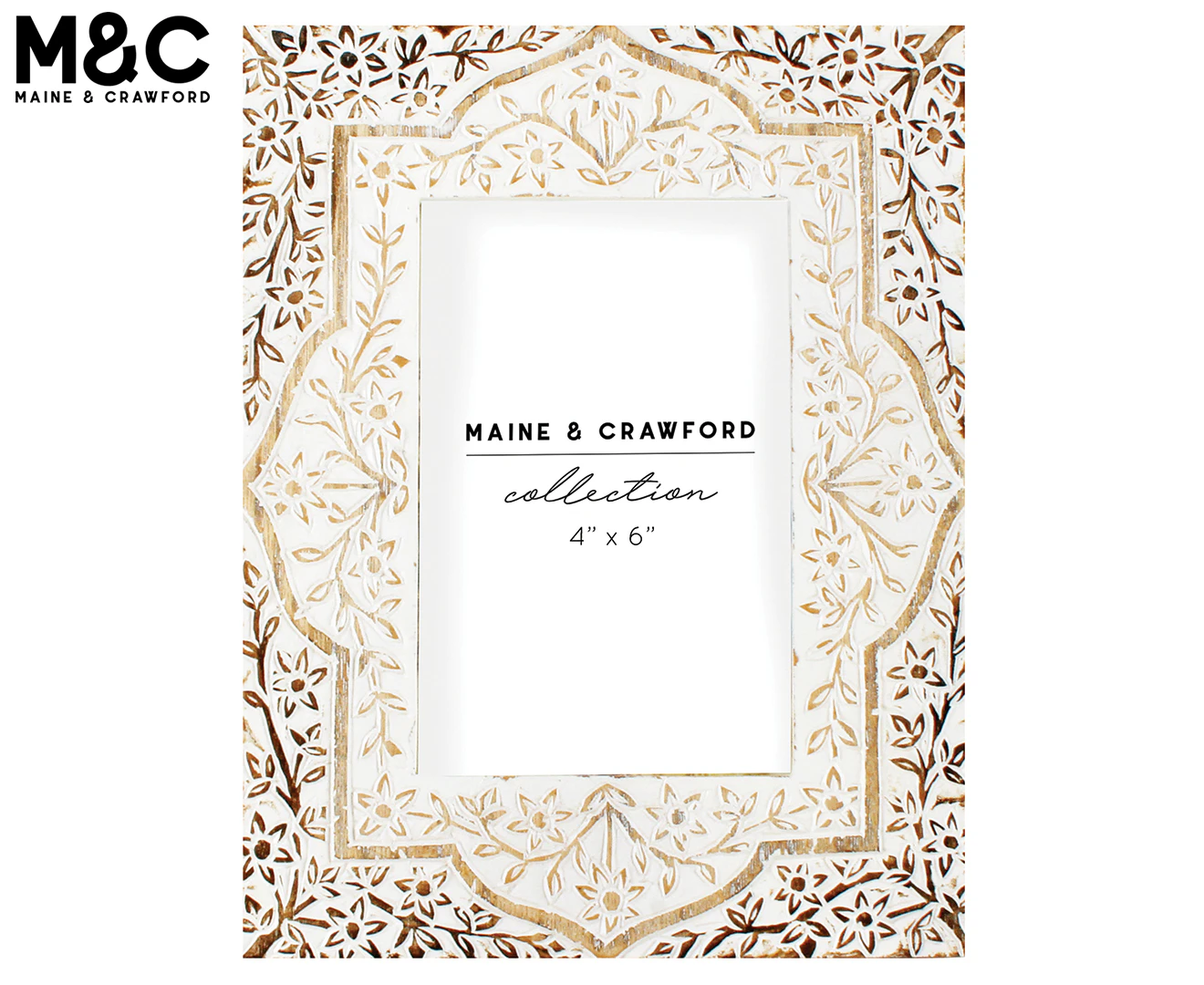 Maine & Crawford Bael 23x18cm MDF Photo Frame Picture Display Holder White Wash