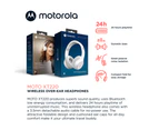 Motorola Bluetooth Wireless Headphones with Microphone, MOTO XT220 Over-Ear Foldable Head Phones with Dynamic Bass & 24h Playtime (Titanium White)