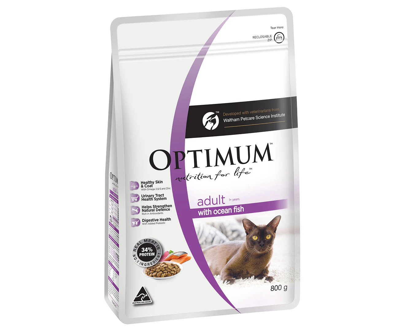 Optimum Adult Dry Cat Food Ocean Fish 800g