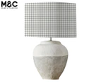 Maine & Crawford Cameo Gingham Ceramic Table Lamp - Sage/Cream