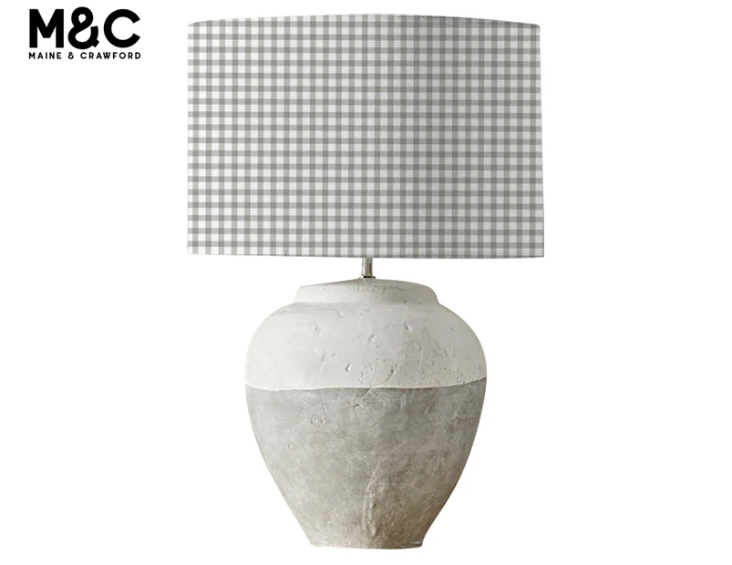 Maine & Crawford Cameo Gingham Ceramic Table Lamp - Sage/Cream