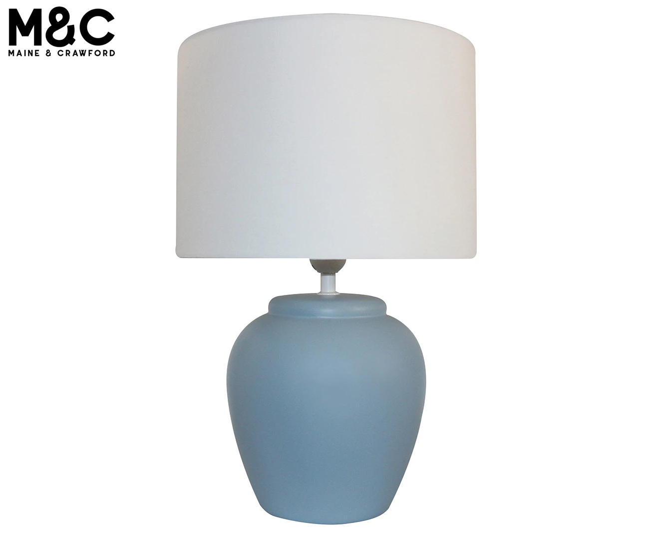 Maine & Crawford Camber 43cm Ceramic Bedside Light Desk Table Lamp Decor Blue