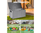 Livsip Outdoor Storage Box Lockable Weatherproof Garden DeckToy Shed 290L GREY