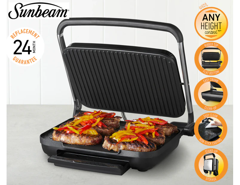 Sunbeam Café Style 6-Slice Sandwich Press - Black/Silver GRM7000SS