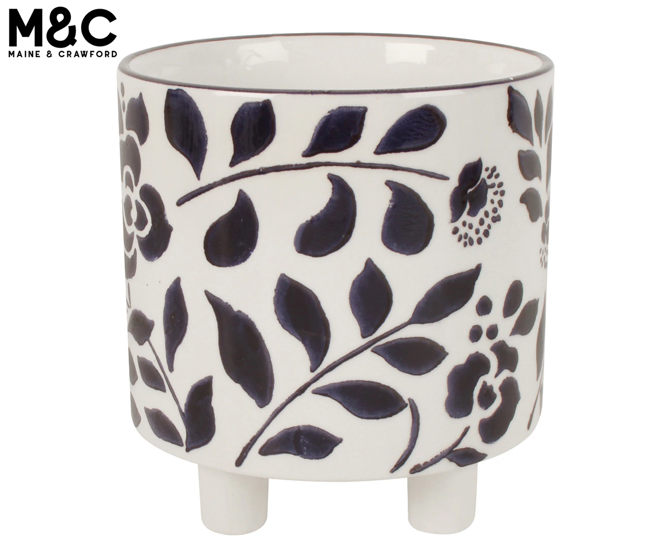 Maine & Crawford 16cm Elianna Ceramic Pot Planter - White/Black