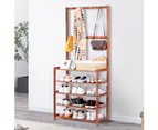 Fine Store - 3in 1 Entryway Coat Rack and Shoe Storage Stand Shelf Scarf Handbag and Hangers