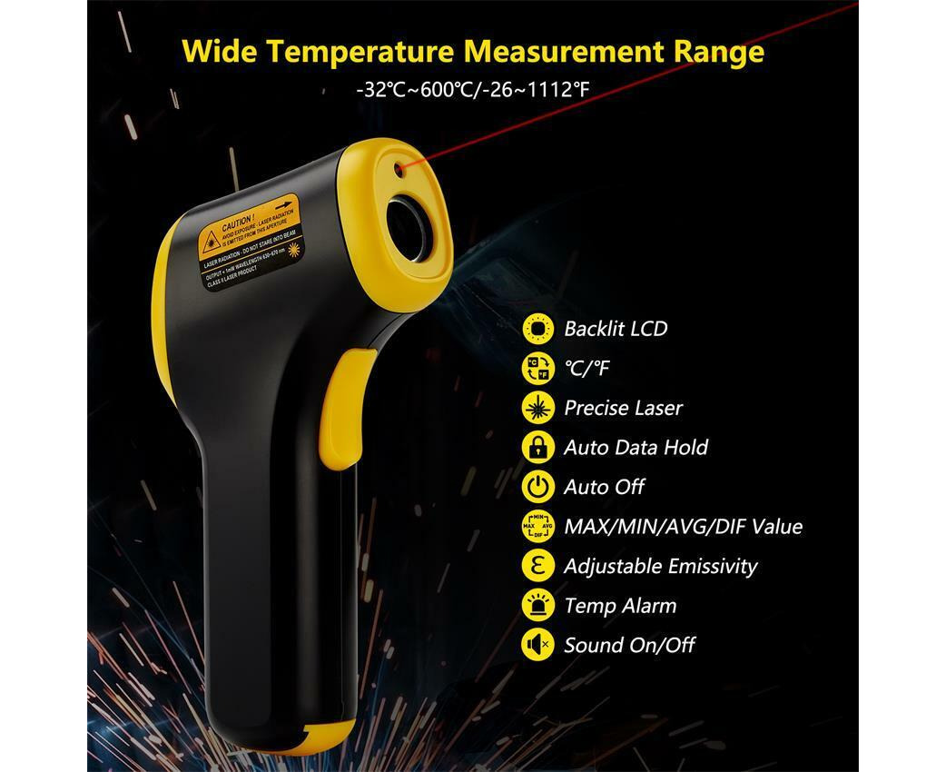 Inkbird IFT03 Non-Contact Digital Infrared Thermometer, w/Laser Guide