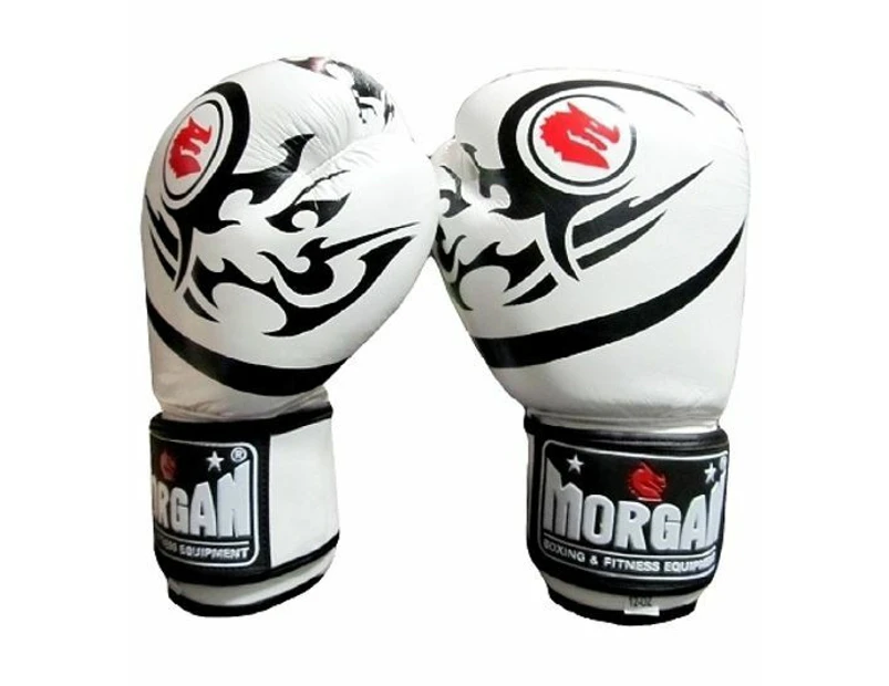 Morgan Elite Boxing & Muay Thai Leather Gloves - White