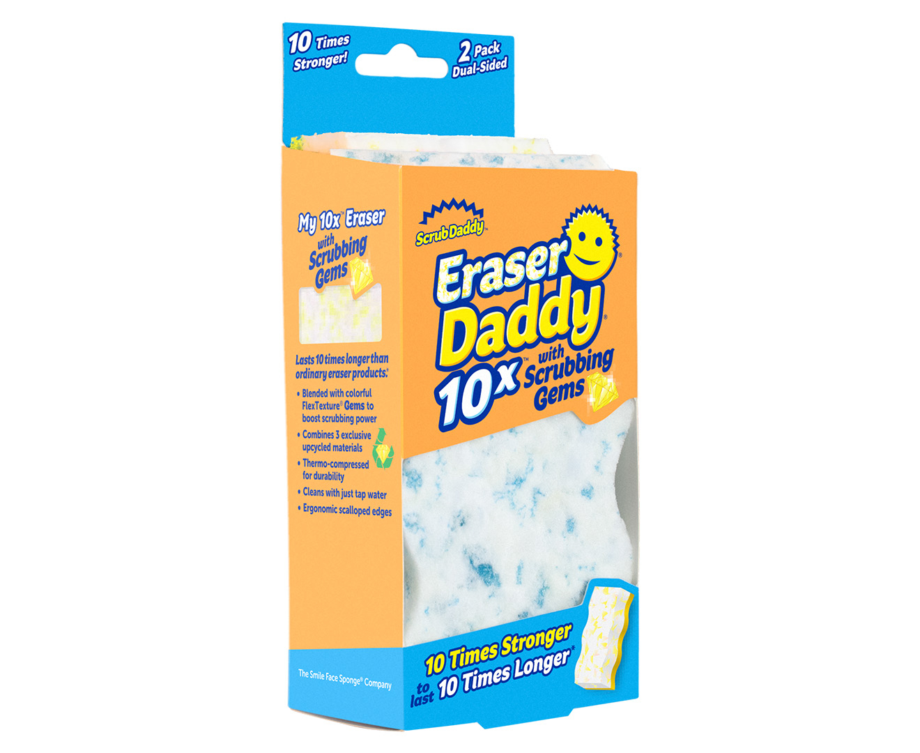 Scrub Daddy Eraser Daddy Sheets - 10x More Durable Than Traditional Erasers  with Scrubbing Gems - Removes Dirt, Scuffs & Stains - Water Activated