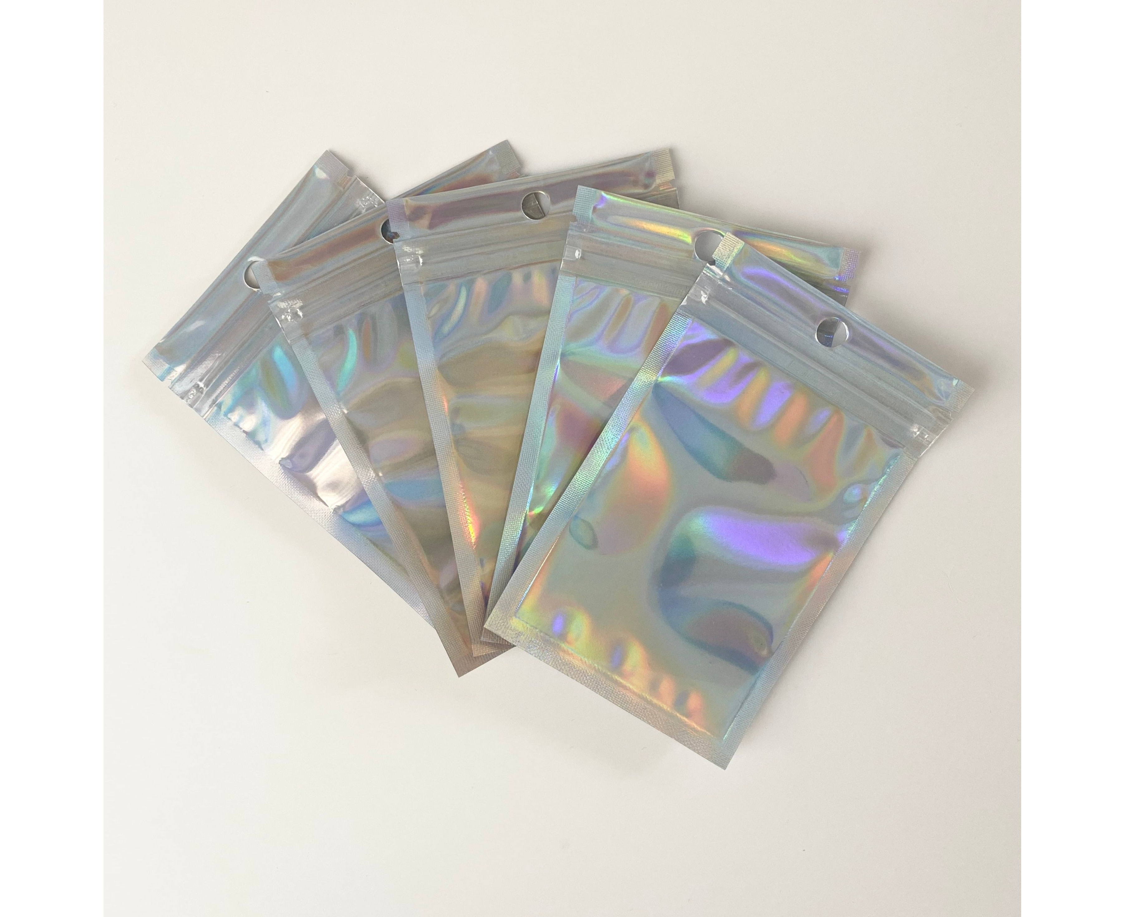 Mellbree Reusable Zip Lock Sealing Bags 3x 4 100PCS Double Sided Holographic Color Smell Proof Bags Foil Pouch Bags 