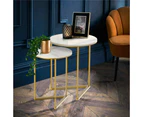 Fine Store - Round Nesting Table Set Side Coffee Table Marble Top with Gold legs (set of 2)