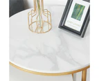 Fine Store - Round Nesting Table Set Side Coffee Table Marble Top with Gold legs (set of 2)