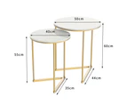 Fine Store - Round Nesting Table Set Side Coffee Table Marble Top with Gold legs (set of 2)