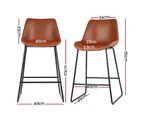 Artiss 2x Bar Stools Leather Padded Metal Legs Brown