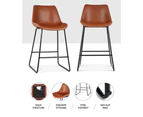 Artiss 2x Bar Stools Leather Padded Metal Legs Brown