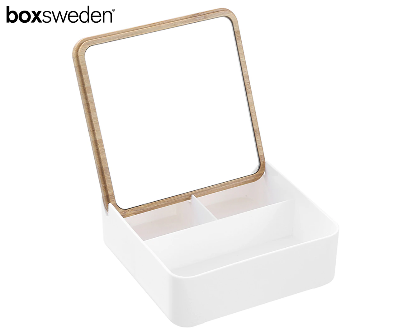 Boxsweden 14cm Bano Organiser Box w/ Mirror Top - White/Natural