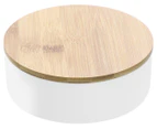 Boxsweden 14cm Bano Round Organiser Box w/ Mirror Top - White/Natural