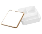 Boxsweden 14cm Bano Organiser Box w/ Mirror Top - White/Natural