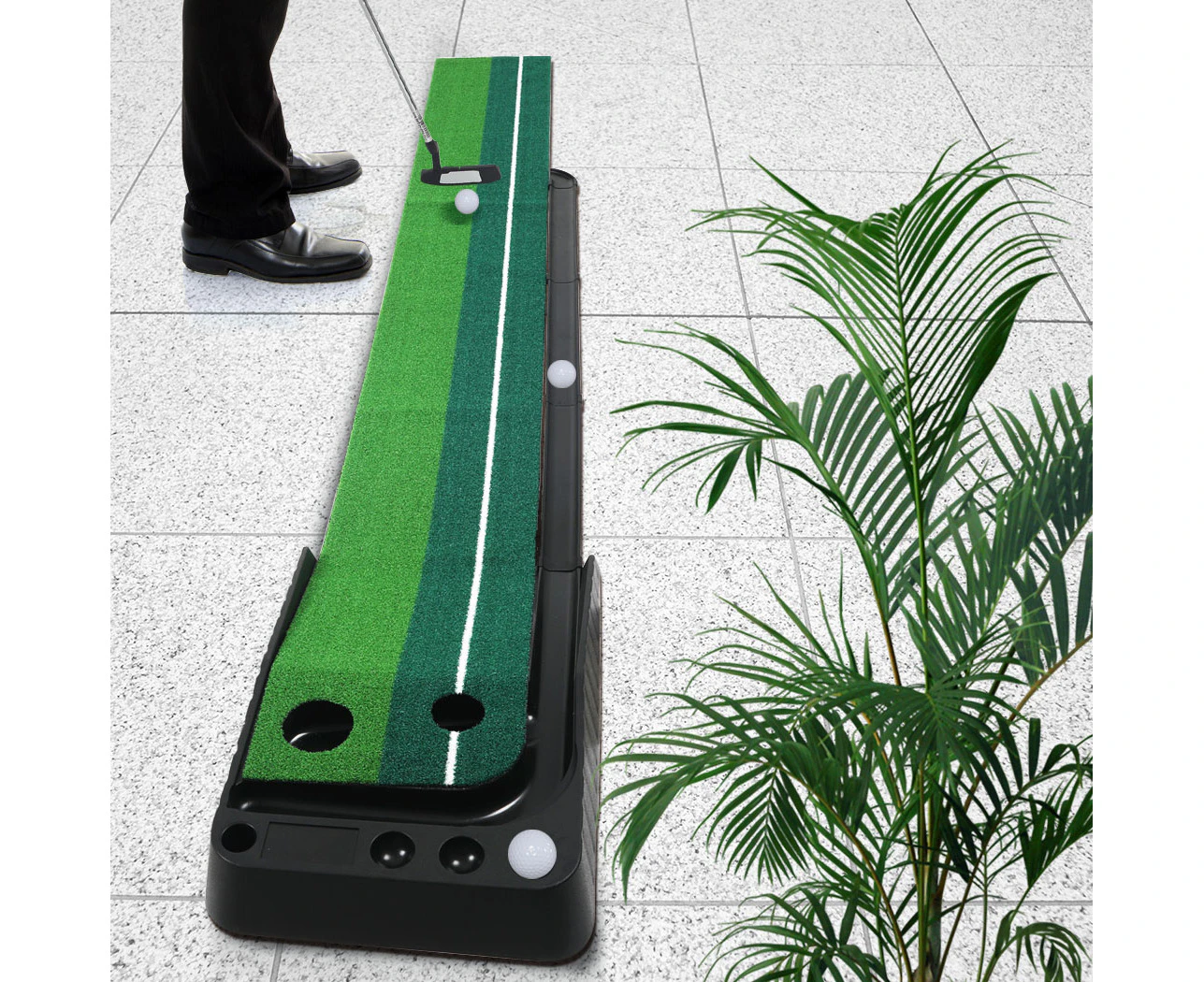 Centra Golf Putting Mat 250cmx40cm Portable Auto Return Practice Indoor Outdoor