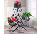 Levede Plant Stand Outdoor Indoor Flower Metal Pot Corner Shelf Garden Home AU - Black
