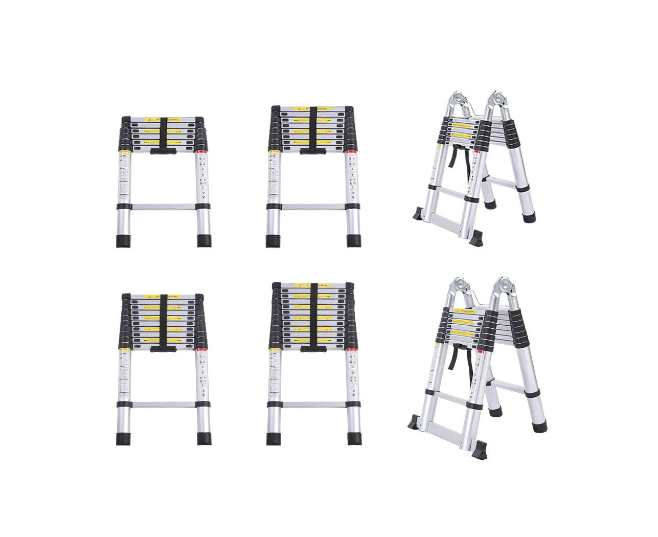 Nneids 2.6m Telescopic Aluminium Multipurpose Ladder Extension Alloy Extendable Step