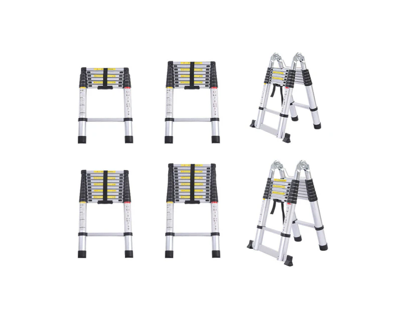 Nneids 2.6m Telescopic Aluminium Multipurpose Ladder Extension Alloy Extendable Step