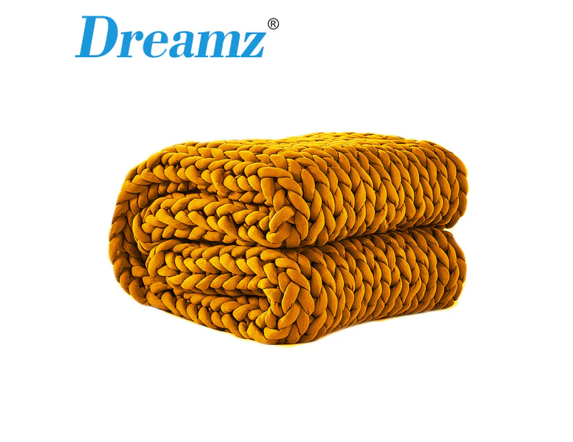 Nneids Knitted Weighted Blanket Chunky Bulky Knit Throw Blanket 3kg Yellow