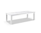 Hugo Ceramic 2.5m Outdoor Rectangle Aluminium Dining Table - Outdoor Aluminium Tables - White