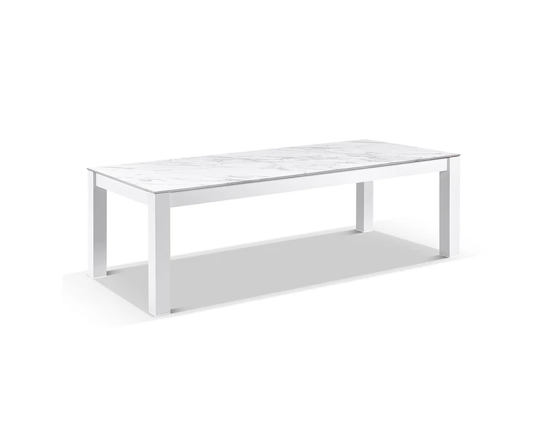 Hugo Ceramic 2.5m Outdoor Rectangle Aluminium Dining Table - Outdoor Aluminium Tables - White