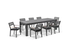 Hugo Ceramic 2.5m Outdoor Aluminium Dining Table with 8 Capri Chairs Setting - Outdoor Aluminium Dining Settings - Charcoal