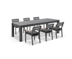 Hugo Ceramic 2.5m Outdoor Aluminium Dining Table with 8 Capri Chairs Setting - Outdoor Aluminium Dining Settings - Charcoal