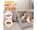 Furtastic Foldable Pet Stairs in Grey - 50cm Dog Ladder Cat Ramp with Non-Slip Mat for Indoor a