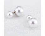 Solid 925 Sterling Silver Silver Duo Sparkle Earrings Set