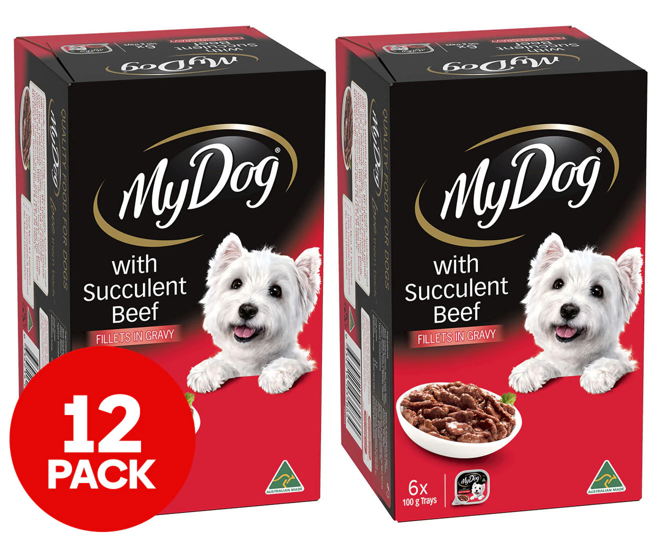 2 x 6pk My Dog Succulent Beef Trays 100g