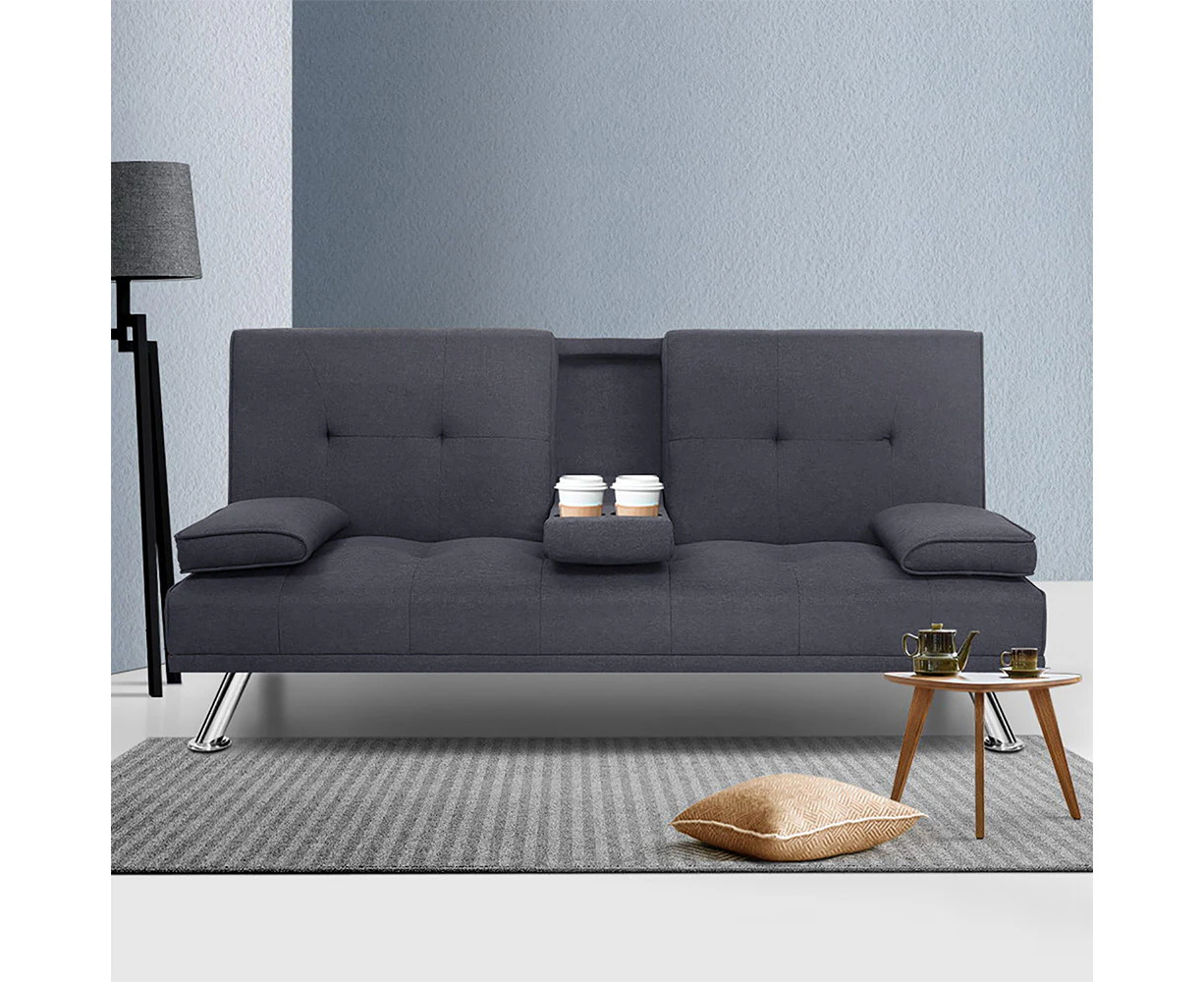 Artiss Sofa Bed 175CM Dark Grey Fabric