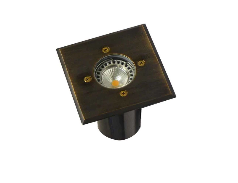 CLA LIGHTING Recessed Square Inground Light - MR16 - 120mm Aged Brass
