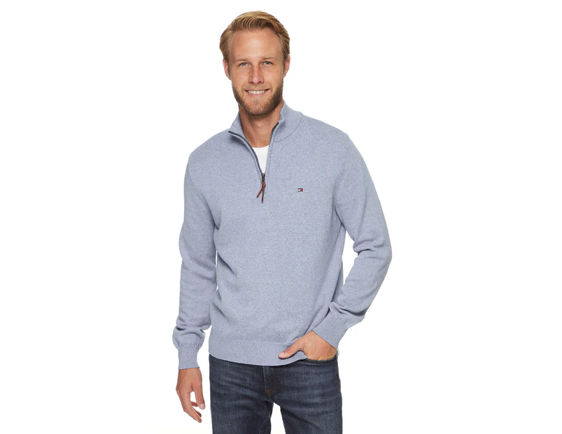 Tommy Hilfiger Men's Solid Quarter Zip - Navy Heather