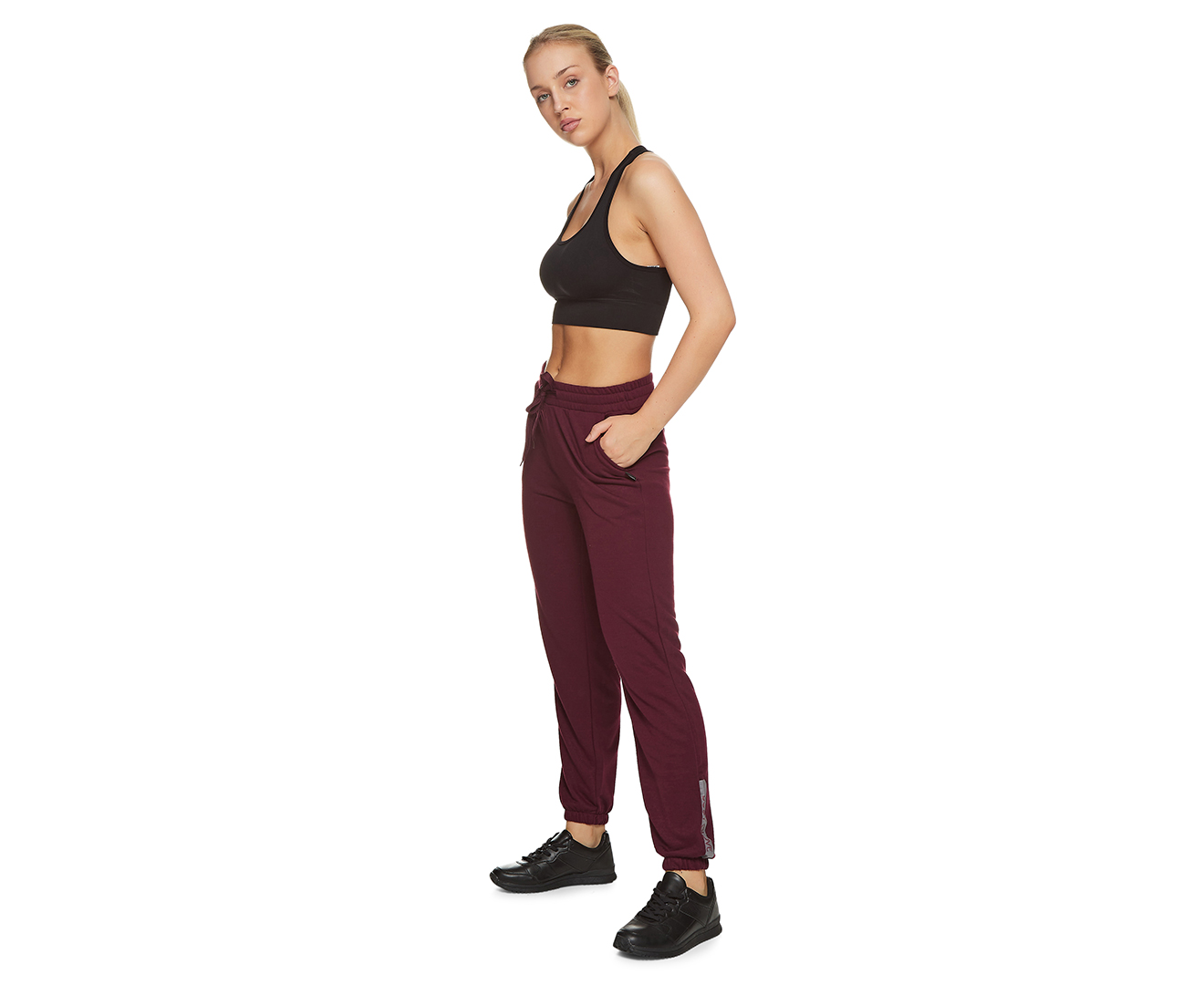 FIL Women's Jogger Track Pants Zipped Pockets Slim Cuff Gym Sports