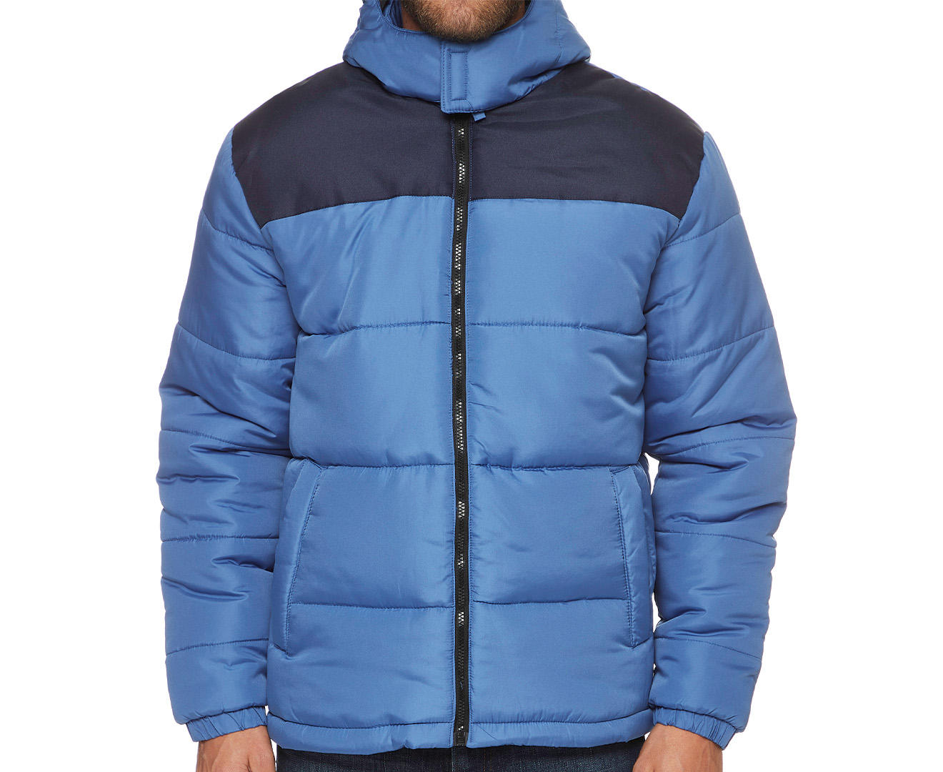 Cherokee Men's Two Tone Hooded Puffer Jacket - Delft Blue | Catch.co.nz