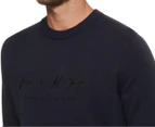 Tommy Hilfiger Men's EU Tonal Autograph Sweater - Sky Captain